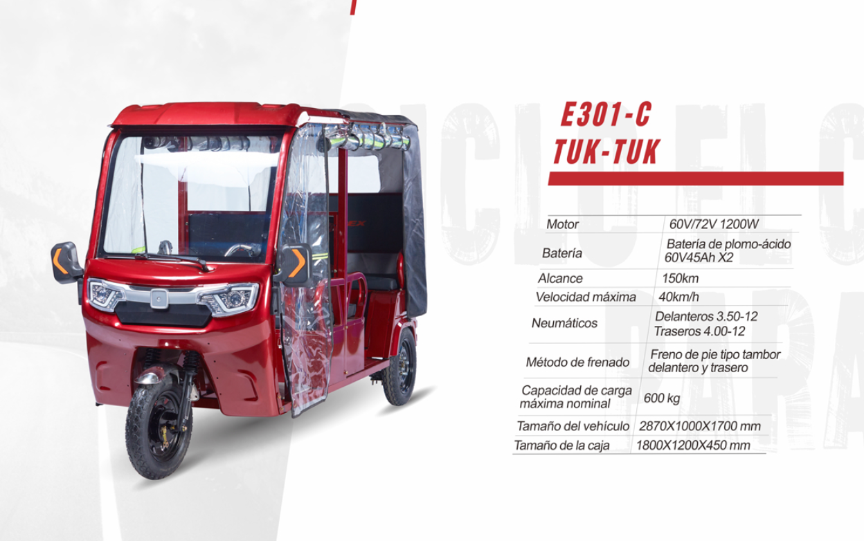 TRITAXI HÍBRIDO TUK TUK PASAJEROS